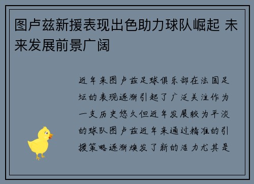 图卢兹新援表现出色助力球队崛起 未来发展前景广阔